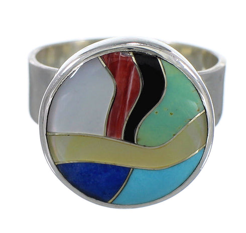 Silver And Multicolor Southwestern Ring Size 8-1/2 YX77522